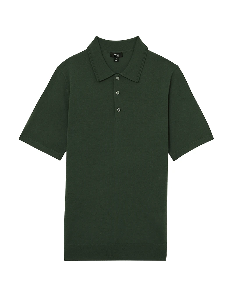 Reiss Men's Merino Wool Short-Sleeve Polo Shirt