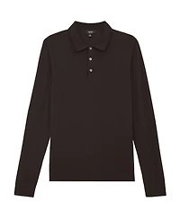 Reiss Men's Merino Wool Long-Sleeve Polo Shirt