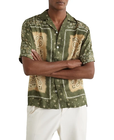 Reiss Men's Paisley-Print Cuban-Collar Shirt