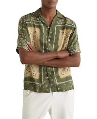 Reiss Men's Paisley-Print Cuban-Collar Shirt