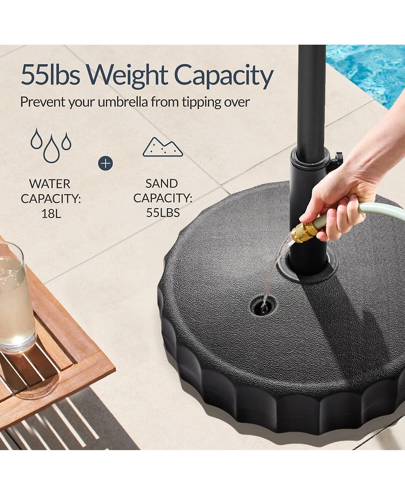 Best Choice Products Fillable Plastic Patio Umbrella Base Stand, Pole Holder w/ Adjustment Knob, Fluted Style - Black