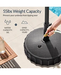 Best Choice Products Fillable Plastic Patio Umbrella Base Stand, Pole Holder w/ Adjustment Knob, Fluted Style - Black