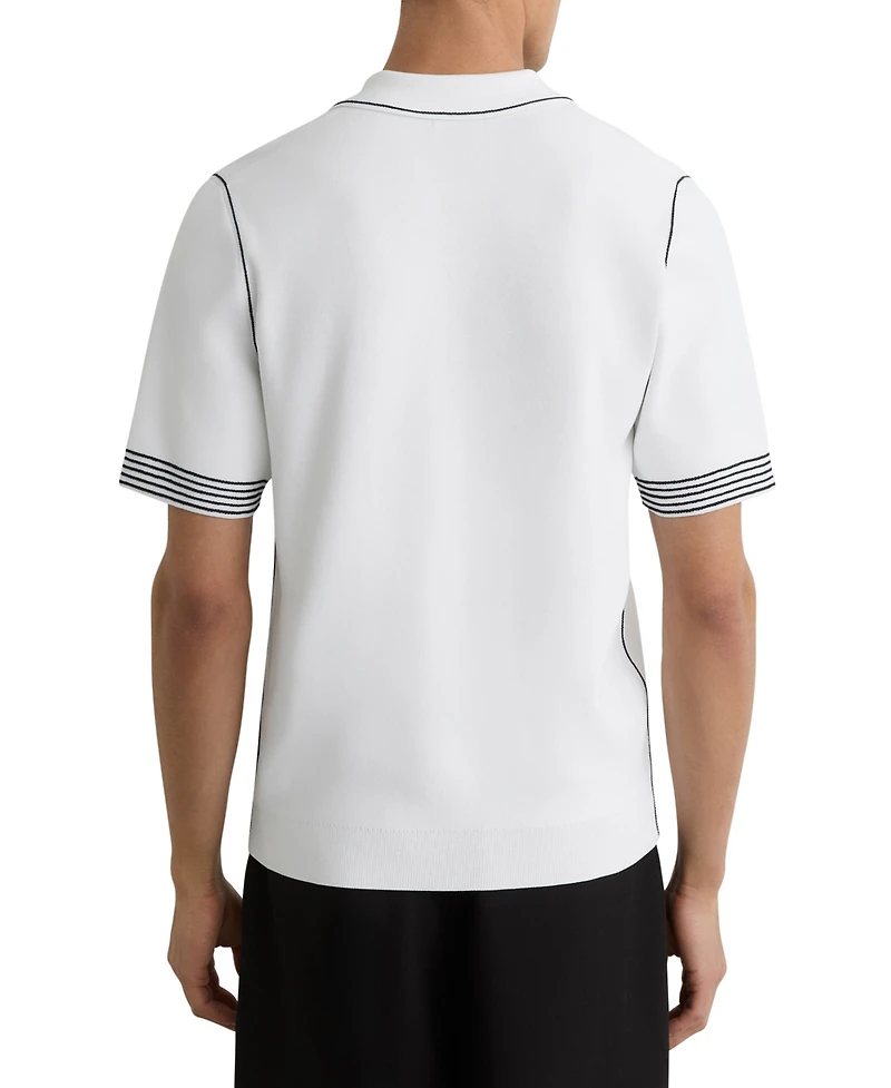 Reiss Men's Stitch-Detail Half-Zip Polo Shirt