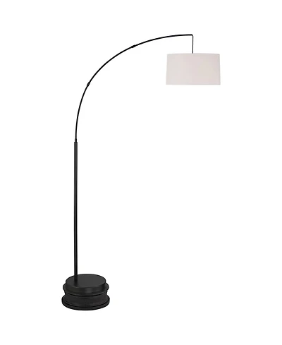 360 Lighting Cora Modern Arc Floor Lamp with Riser 76 1/2" Tall Metal Linen Drum Shade for Living Room Reading Bedroom Office House Home