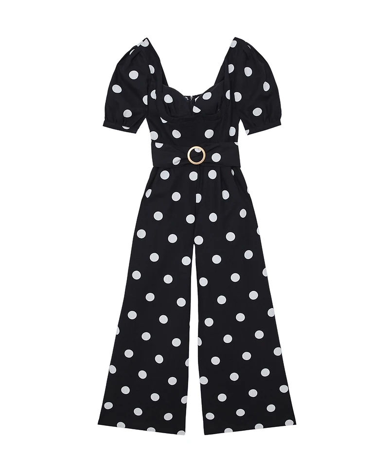 Reiss Women's Brook Linen Polka-Dot Wide-Leg Jumpsuit