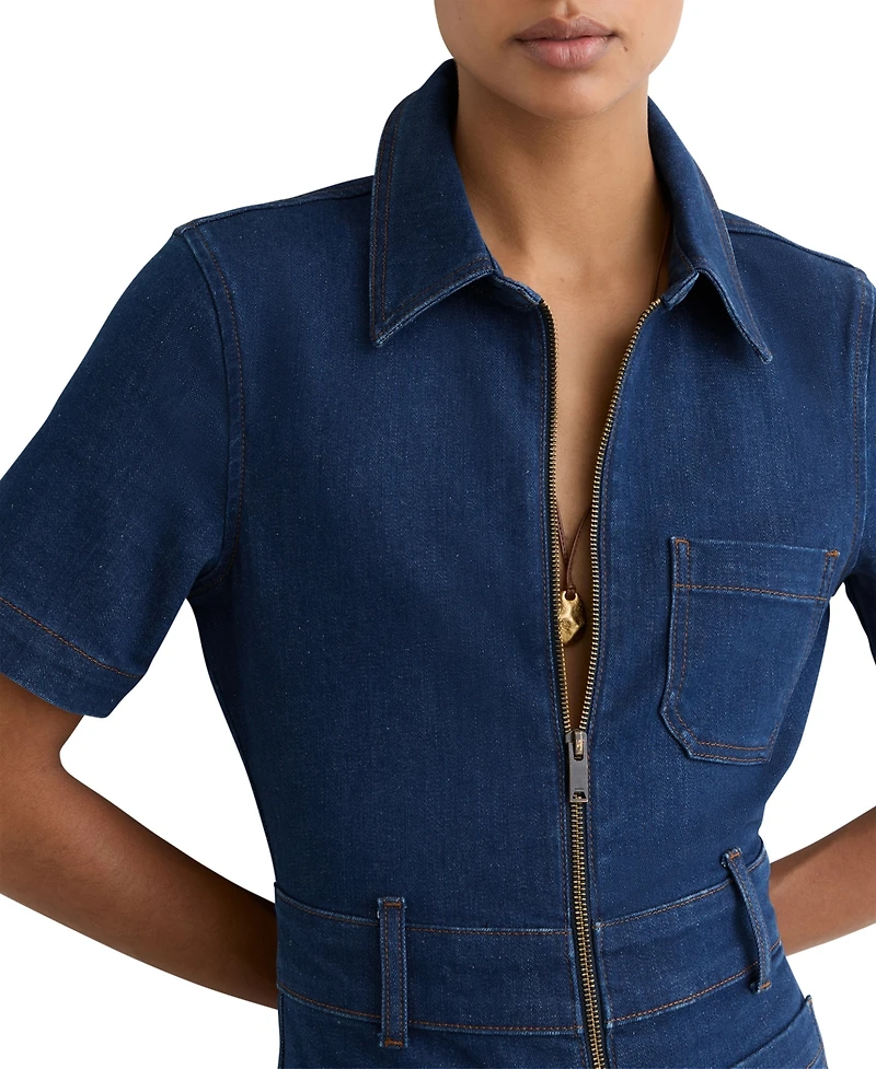 Reiss Women's Danie Wide-Leg Zip-Through Denim Jumpsuit