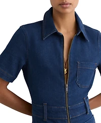 Reiss Women's Danie Wide-Leg Zip-Through Denim Jumpsuit
