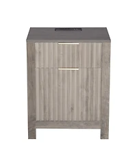 Gouun 2-Pc. Farmhouse Wood End Table Set with Charging Station and Drawers