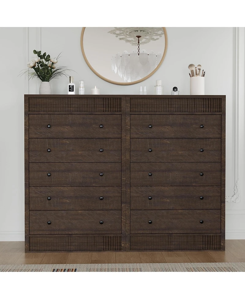 gaomon Drawer Dresser for Bedroom, Wide Fluted Chest of Drawers, Modern Wooden Storage Cabinet