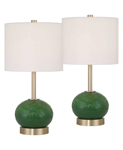 360 Lighting Maris 20" High Glass and Satin Brass Table Lamp Set with Dimmer