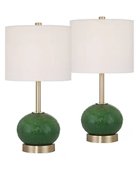 360 Lighting Maris 20" High Glass and Satin Brass Table Lamp Set with Dimmer