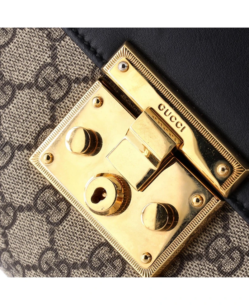 Pre-Owned Gucci Large Padlock Clutch Gg Canvas and Leather