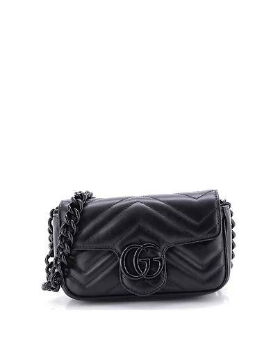 Pre-Owned Gucci Gg Marmont Flap Belt Bag Matelasse Leather