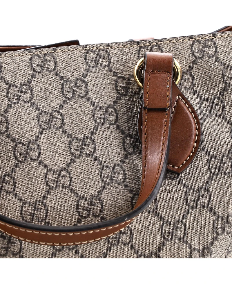 Pre-Owned Gucci Small Convertible Soft Tote Gg Coated Canvas with Leather