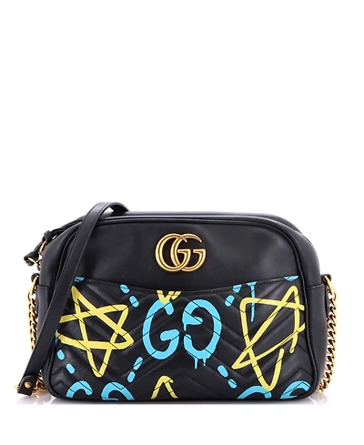 Pre-Owned Gucci Medium Gg Marmont Shoulder Bag GucciGhost Matelasse Leather