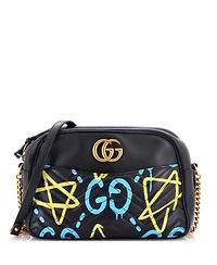 Pre-Owned Gucci Medium Gg Marmont Shoulder Bag GucciGhost Matelasse Leather