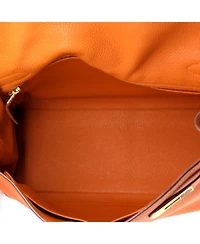 Pre-Owned HERMES Kelly 32 Handbag Orange Togo with Gold Hardware