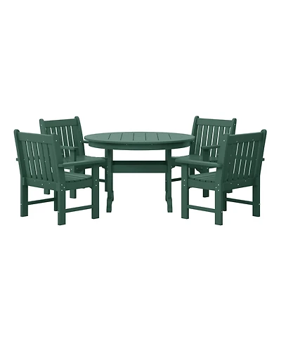 WestinTrends 5-Piece Hdpe Outdoor Patio Chair and Round Table Dining Set