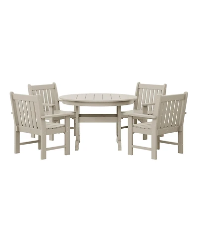 WestinTrends 5-Piece Hdpe Outdoor Patio Chair and Round Table Dining Set