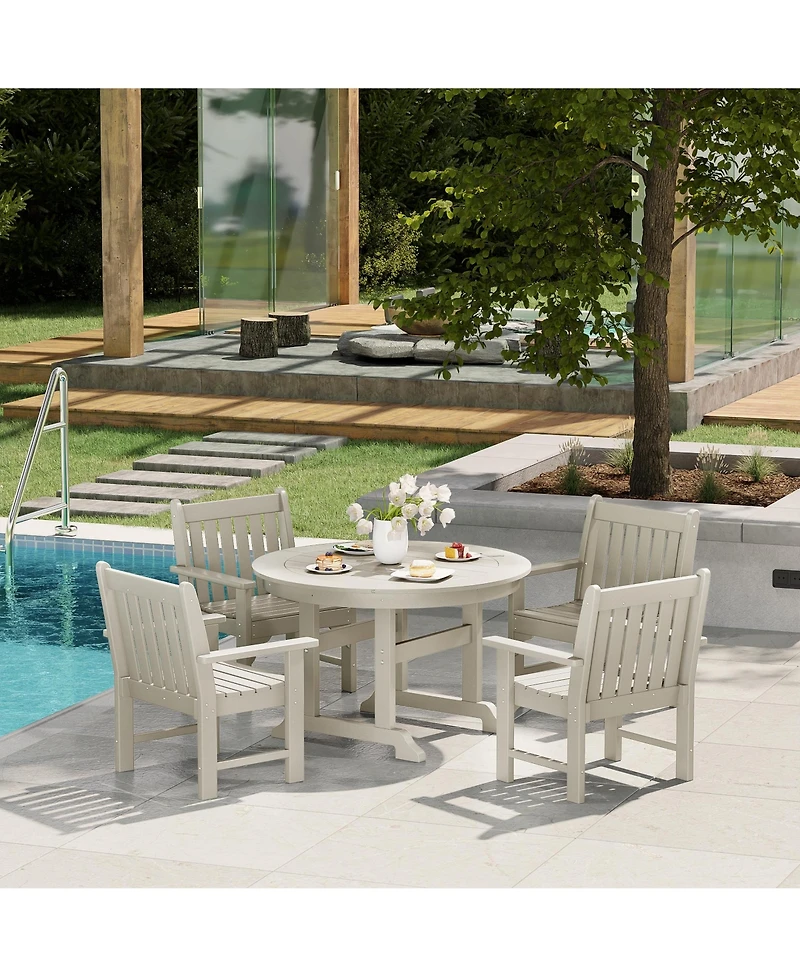 WestinTrends 5-Piece Hdpe Outdoor Patio Chair and Round Table Dining Set