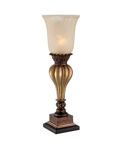 Regency Hill Traditional Accent Table Lamp 23 1/4" High Gold Uplight Alabaster Glass Shade for Bedroom Living Room Nightstand