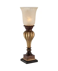 Regency Hill Traditional Accent Table Lamp 23 1/4" High Gold Uplight Alabaster Glass Shade for Bedroom Living Room Nightstand