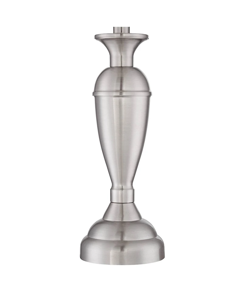 Regency Hill Blair Traditional Table Lamps 25 High Set of 2 Brushed Nickel Faux Silk Drum Shade for Bedroom Living Room Bedside Office House