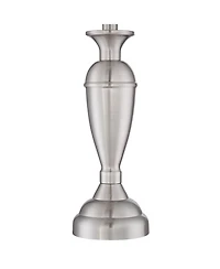 Regency Hill Blair Traditional Table Lamps 25 High Set of 2 Brushed Nickel Faux Silk Drum Shade for Bedroom Living Room Bedside Office House