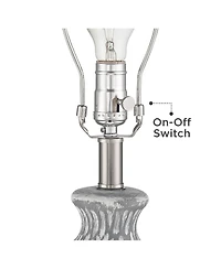 360 Lighting Modern Coastal Modern Table Lamp 26 1/4" High with Usb Dimmer Whitewash Ceramic Drum Shade for Bedroom Living Room House Desk