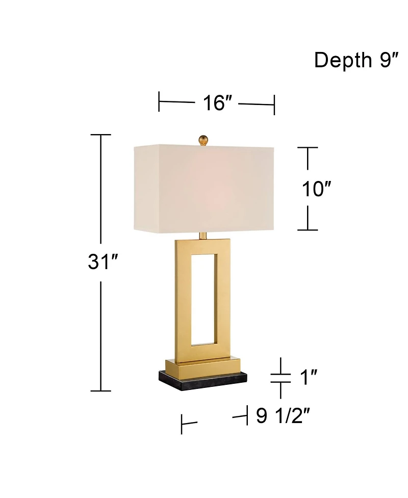 360 Lighting Marshall Modern Table Lamp with Marble Riser 30" Tall Champagne Oatmeal Shade for Bedroom Living Room Bedside Nightstand House