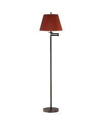 360 Lighting Modern 60" Tall Standing Floor Lamp Skinny Adjustable Swing Arm Metal Finish Pleated Rust Shade