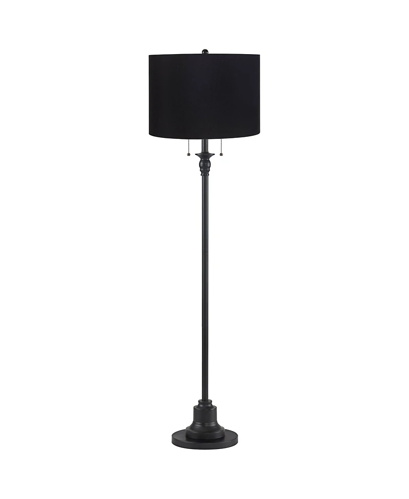360 Lighting Dyna Traditional 58" Tall 2-Light Standing Floor Lamp Skinny Pole Pull Chain Finish Hardback Shade