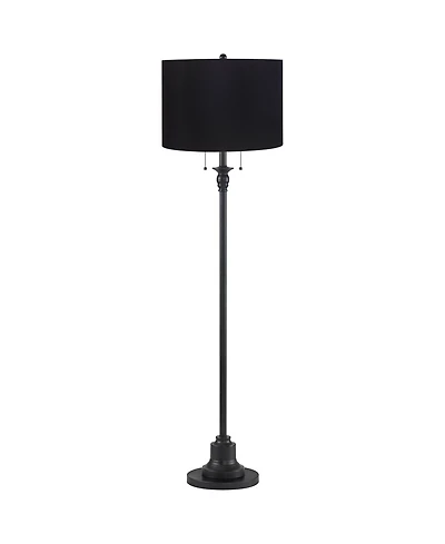360 Lighting Dyna Traditional 58" Tall 2-Light Standing Floor Lamp Skinny Pole Pull Chain Finish Hardback Shade