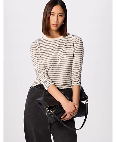 Whistles Women's Stripe Crew Neck Pocket Top