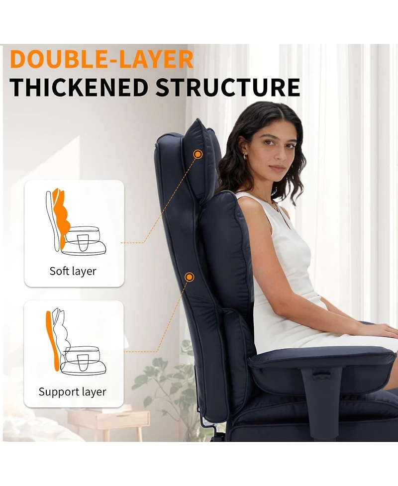 Gaomon 400 lbs Big And Tall Office Chair with Footrest, Executive Leather Ergonomic Desk Chair, Wide Seat Gaming Chair