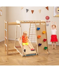 Slickblue Indoor Kids Jungle Gym 6 1 Playground Climbing Set