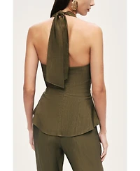 Nocturne Women's Halter Neck Peplum Top