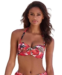 Lascana Women's Tropical Print Bandeau Bikini Swimsuit Top Bra Sizing
