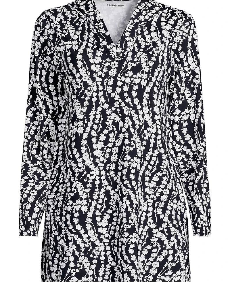 Lands' End Women's Long SunShade Upf 50 Hooded Mini Swim Cover-Up Dress