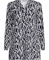 Lands' End Women's Long SunShade Upf 50 Hooded Mini Swim Cover-Up Dress