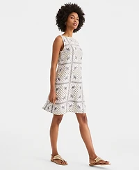 Charter Club Women's Printed 100% Linen Sleeveless Shift Dress, Macy's Exclusive