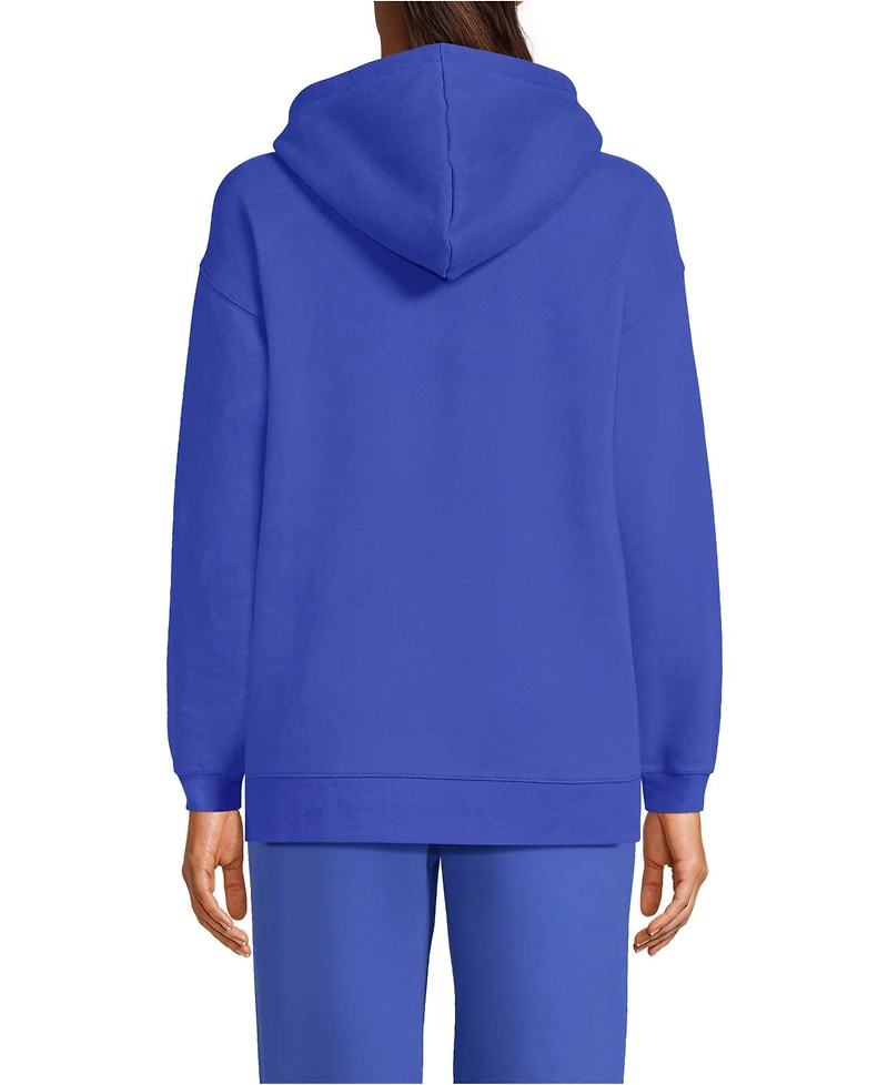 Lands' End Women's Long Sleeve Serious Sweats Hooded Tunic Sweatshirt