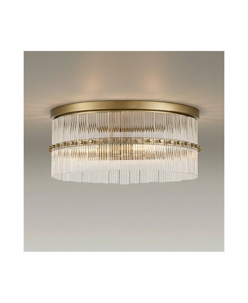 Possini Euro Design Possini Euro Emerson 15" Wide Matte Brass Glass 3-Light Ceiling Light