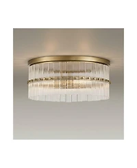 Possini Euro Design Possini Euro Emerson 15" Wide Matte Brass Glass 3-Light Ceiling Light