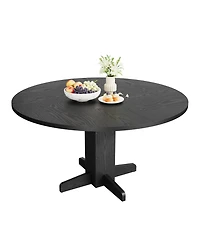homfan 47 Inch Round Dining Table for 4,Farmhouse Wood Kitchen Table, Circle Dinner Kitchen, Living Room, Room