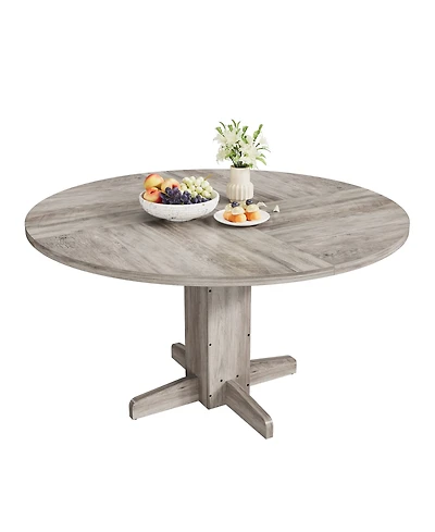 homfan 47 Inch Round Dining Table for 4,Farmhouse Wood Kitchen Table, Circle Dinner Kitchen, Living Room, Room