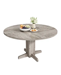 homfan 47 Inch Round Dining Table for 4,Farmhouse Wood Kitchen Table, Circle Dinner Kitchen, Living Room, Room