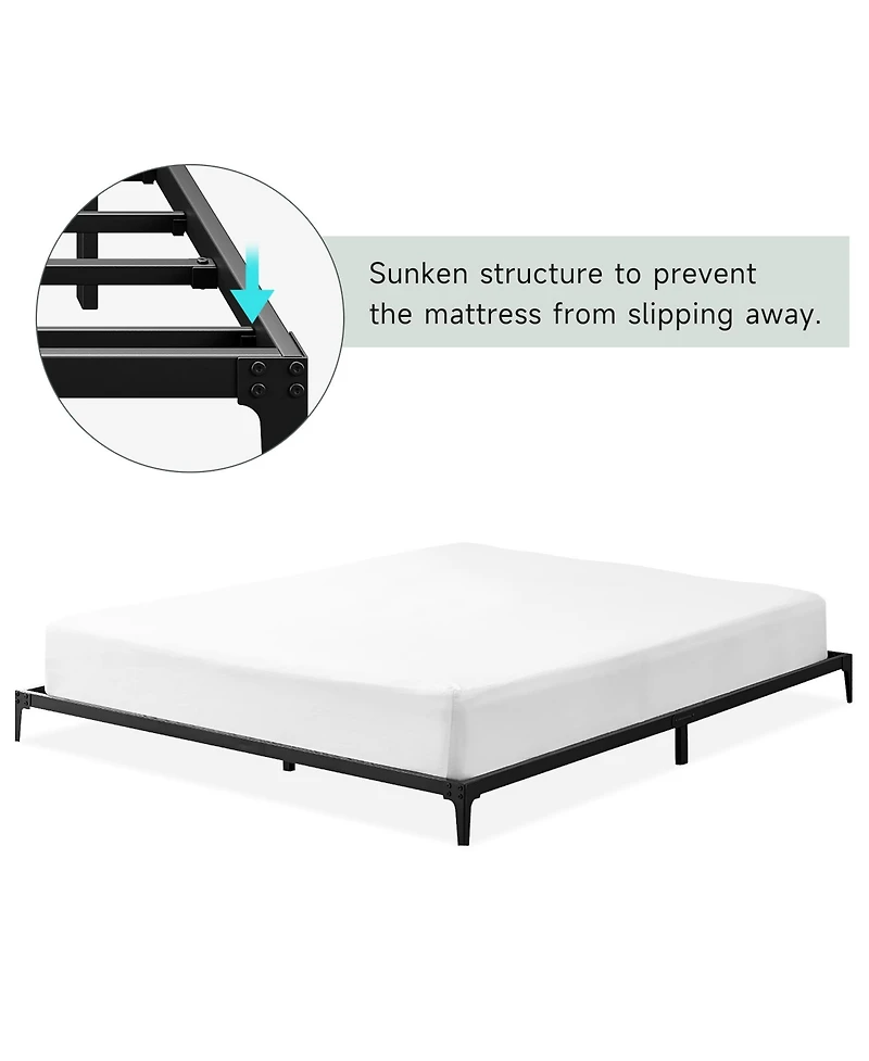 homfan Bed Frame, Metal Platform Bed Frame, Heavy Duty Noise Free Bed Frame with Metal Slat Support and Strong Bearing Capacity