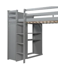 Streamdale Furniture Loft Bed With Twin Bed, Shelves, Desk