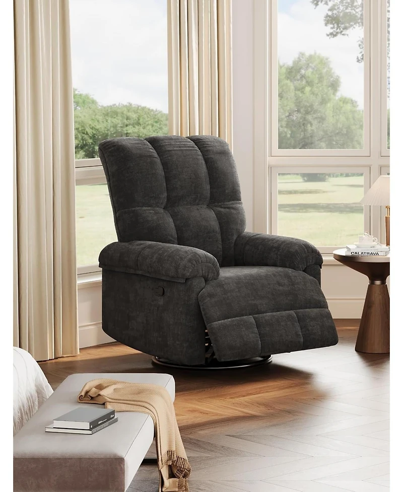gaomon Recliner Chair, 360 Swivel Rocker Glider Nursery Chair with Padded Armrest and Deep Seat, Chenille Upholstered Reclining Sofa Chair.
